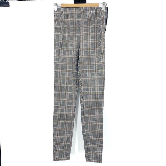 Zara Pants - NWT Zara Plaid Black Tan Brown White Hi Rise Leggings Sz Small